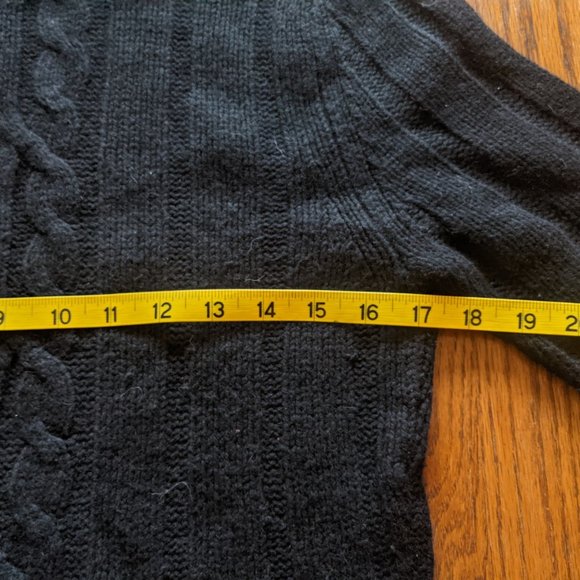 Turtleneck Cable Black Sweater - Wool/Rayon/Angora - Picture 5 of 8